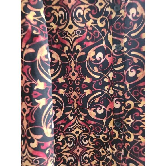 Catherine's Women Black w/Brown & Red Pasley Button Down Blouse size 2XWPetite - Picture 4 of 6